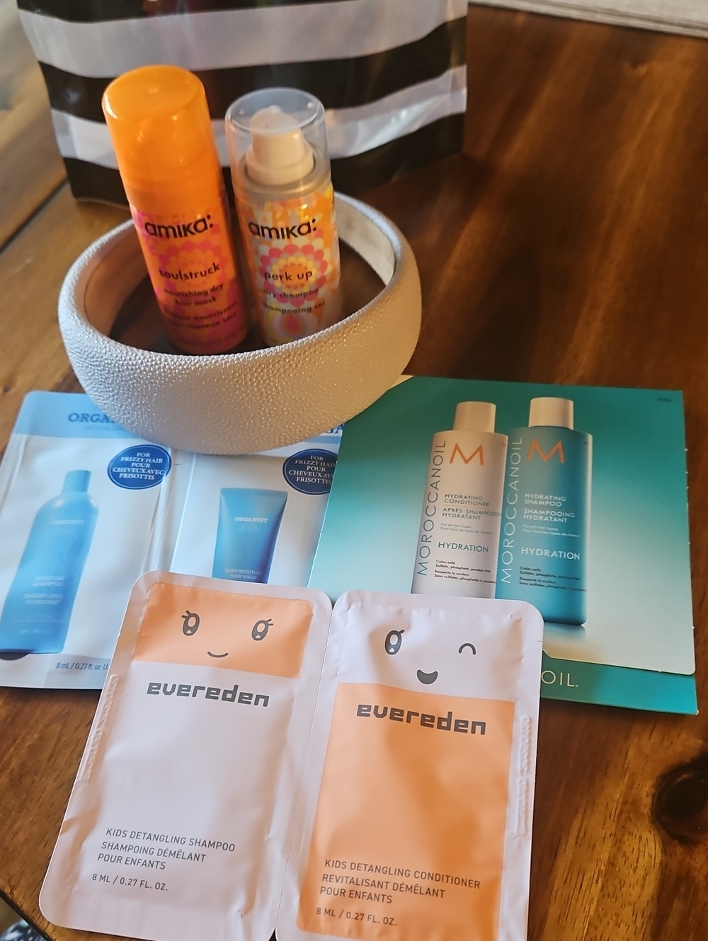 Hair Set Amika Mask & Dry Shampoo .Hair Samples & Faux Leather Tan Head Band.